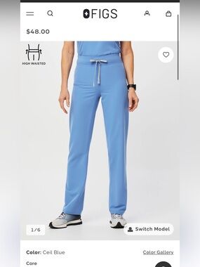 Figs High-Waisted Scrub Pants in Ceil Blue
